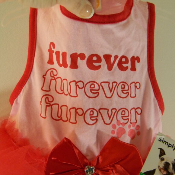 SimplyDog Tutu Apparel Furever Pink Red Velentines NWT - Picture 3 of 4